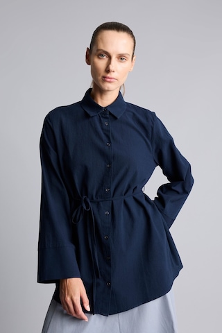 Defacto Regular Fit Gömlek Yaka Kuşaklı Flamlı Pamuk Uzun Kollu Tunik H1868ax26aunv253 Lacivert-nv253