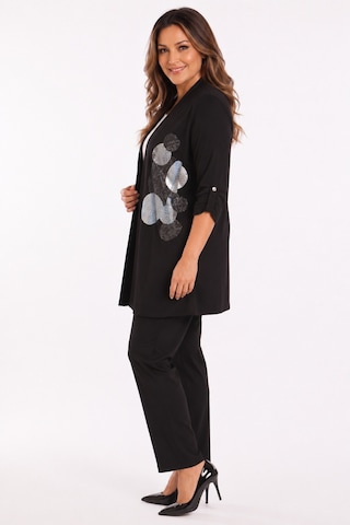 Bihan Store Kadın Taş Baskılı Uzun Hırka Şık Ve Modern Tasarım Y26-30111 - Siyah