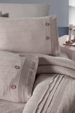 Linen Çift Kişilik Nevresim Takımı Pudra Pudra