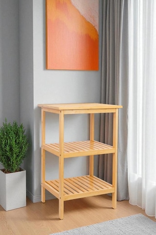 Digithome Bambu 3 Raflı Komodin Yan Sehpa Şifonyer Düzenleyici Orta Sehpa Db-0024 Kahverengi