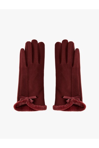 Koton Kurdeleli Suni Kürk Detaylı Eldiven Bordo 6wak50028aa Bordo