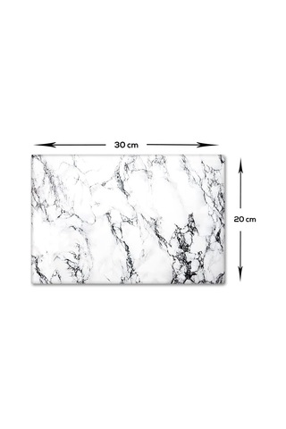 Decorita 10001501001 Beyaz Mermer Görünümlü Cam Kesme Tahtası, 20cm X 30cm Diğer