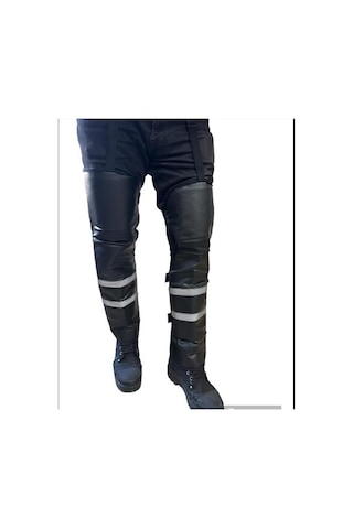 Bike Sky Diz & Bacak Koruma Deri Reflektörlü Dizlik Siyah