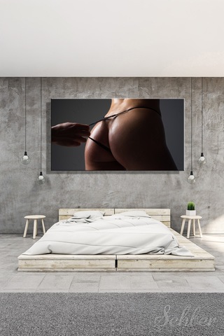 Siyah Tangalı Nü Kadın Model Fotoğrafı Dekoratif Yatay Kanvas Tablo Tekli Ev Kafe Ofis 3241