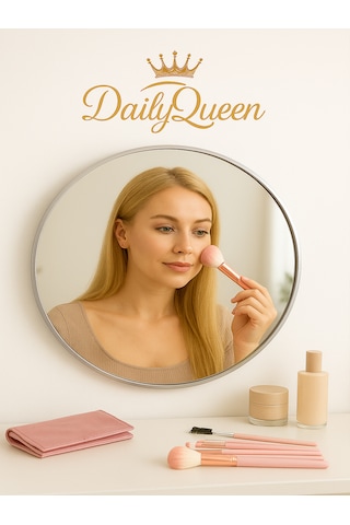 Daily Queen 7 Parça Makyaj Fırça Seti Penbe Deri Çantalı Lüx Ve Kaliteli