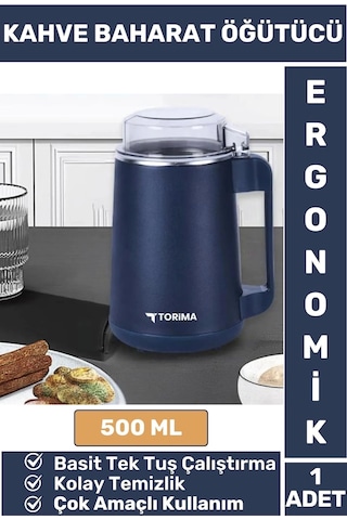 Premium Ergonomik Tutma Saplı Yüksek Kaliteli Çelik Baharat Kahve Kuruyemiş Öğütücü Değirmen 500 Ml Çok Renkli