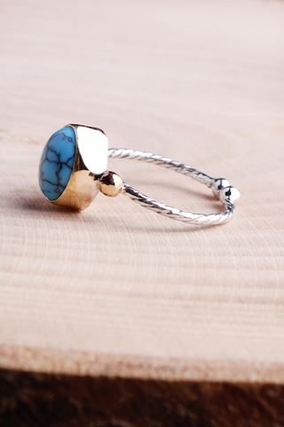 Omar Silver Kadın Gümüş Turkuaz Firuze Taşlı Elişi 925 Ayar Gümüş