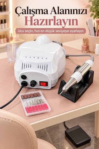Tırnak Törpü Cihazı Metal Uçlar Ve Zımpara Bantlarıyla Tkndy-bsva4969