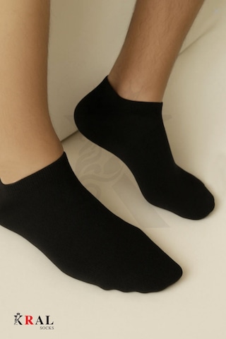 Kral Socks Kadın - Erkek 8 Çift Cotton Dikişsiz Soft Görünmez Penye Patik Bilek Çorap Siyah