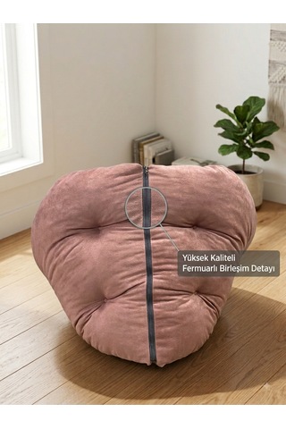 Yer Pufu Yer Minderi Çok İşlevli Minder Gül Kurusu