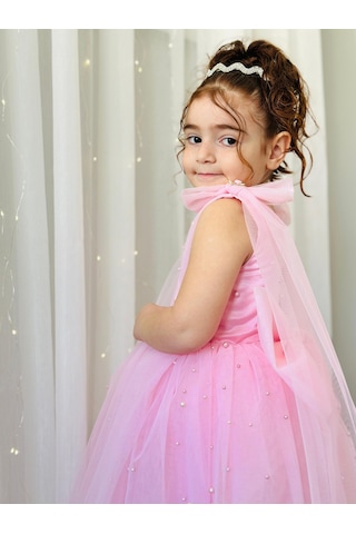 H L Y Karol Tasarım Pembe İncili Uzun Elbise Vintage Kız Bebek Elbise,doğum Günü Elbise,fotoğraf Çekim Elbise,1-11 Yaş Uygun Pembe