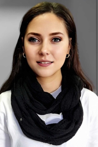 Tezzgelsin Kadın Çift Dolama Triko Örgü Boyunluk Siyah