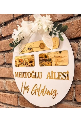 Kapı Süsü Pleksi Beyaz Gold Yazılı İsme Özel Gold - Beyaz