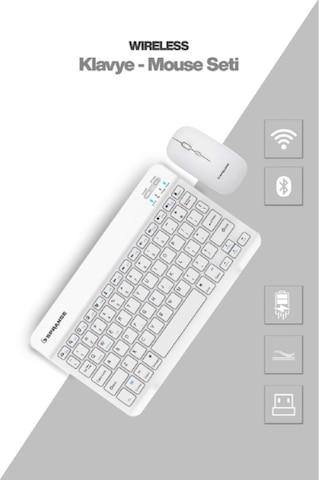 Beyaz Kablosuz Klavye Ve Mouse Seti Optik