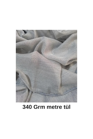 Keten Tül Çuval Desen Görünümlü 1/3 Sık Boru Pileli Krem