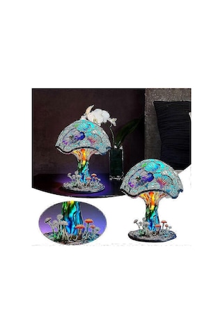 Mantar Şekilli Oturma Odası İçin Dekoratif Vitray Lamba Renk 5 Diğer