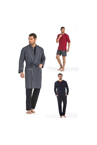 Pierre Cardin 5560 Erkek Çeyizlik Beşli Rop Pijama Takım - Lacivert Lacivert