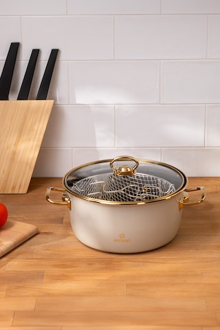 Emsan Retro Emaye Kızartma Tenceresi Bej