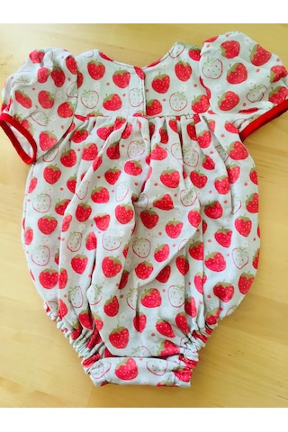 Bebe Organik Muslin Bebek Tulumu Kırmızı - Ekru