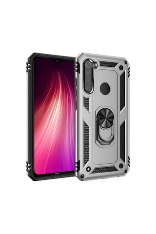 Xiaomi Redmi Note 8 Kılıf Sert Silikon Yüzüklü Stand Özellikli Kapak