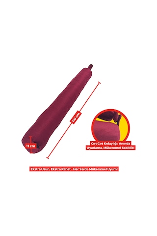 Xpermate Fermuarlı Cırt Cırtlı Seyahat Boyun Yastığı 110 CM Bordo
