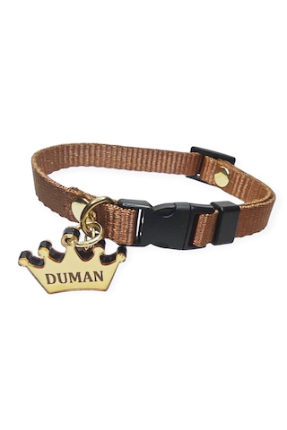 İsimli Kedi Tasması , Kedi İsimlik , İsme Özel Tasma , Kahverengi