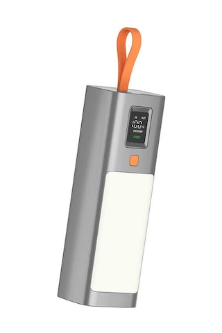 Işık Kaynağı: 20000 Mah Powerbank, Type-c Ve Usb Girişli, Hızlı Şarj, El Feneri, Dijital Göstergeli Gri