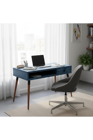 Mobenta Neo Desk: Masif Çalışma Masası 1 Çekmece Ve 1 Laptop Bölmesi - 120 Cm Ig Mavi