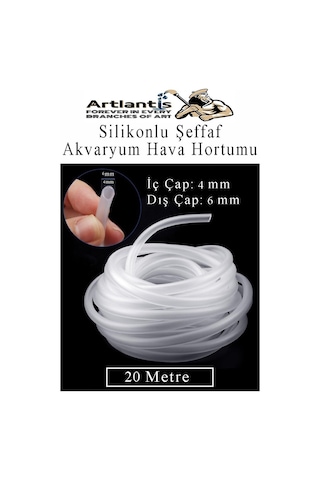 Silikonlu Şeffaf Akvaryum Hava Hortumu 20 M İç Çap 4 MM Dış Çap 6 MM Deney Fıskiye Kauçuk Hortum Yağ Hava Pompa Borusu