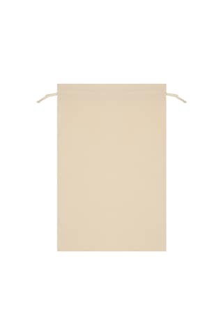 10 Adet %100 Pamuk Ham Bez Büzgülü Kese - 30x44 Cm Çift İpli- Çok Amaçlı Saklama Torbası Krem