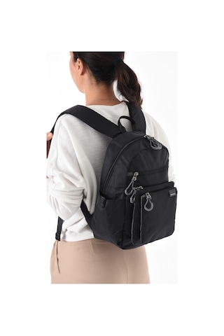 Sanmorris Unisex Suya Dayanıklı Paraşüt Kumaş 4 Bölmeli Laptop Bölmeli Seyahat Ve Okul Çantası Siyah Düz