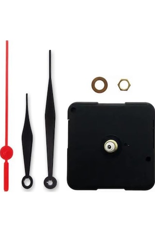 1 Adet, Duvar Saat Mekanizması, 10 Mm Şaft, Sessiz, Saat Motoru, Siyah