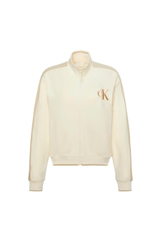 Calvin Klein Ls Stretch Terry Fz Track Jacket Kadın Krem Sweatshirt-12586