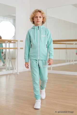 Pina Kids Erkek Çocuk Scuba Atheletic Reglan Kol Kapüşonlu Dalgıç Kumaş Eşofman Takımı Esf7028 Su Yeşili