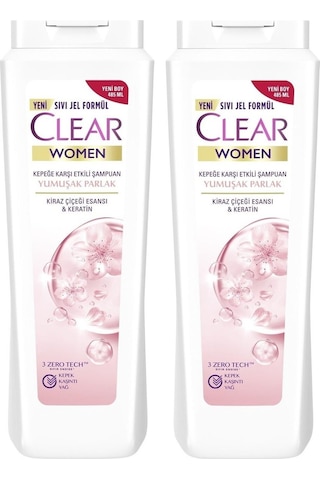Clear Kepeğe Karşı Yumuşak ve Parlak Saçlar Şampuan 2 x 485 ML