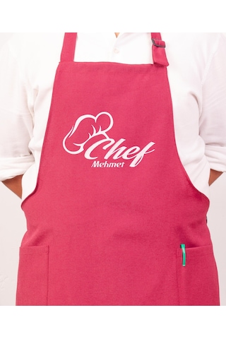 Mutfak Önlüğü Kişiye Ve İsme Özel Nakışlı Mutfak Önlüğü Şef 1 Farklı Renkler Bordo
