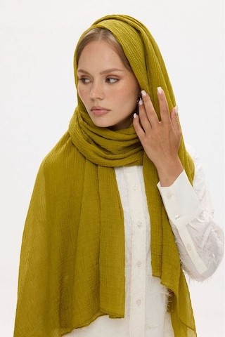 Fenza Scarf Freya Müslin Püsküllü Bürümcük Pamuklu Şal Yağ Yeşil