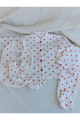 Kız Bebek Yeni Doğan Kalpli Hastane Çıkışı Zıbın Seti