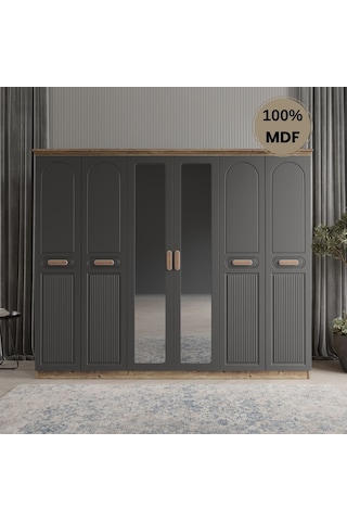 Pera 6 Kapak Mdf Gardırop Antrasit