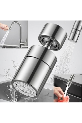 Sunup Sn-29317 Çift Hız Ayarlı Gümüş Renk Musluk Başlığı Tayzik Tasarruf Aparatı Gri