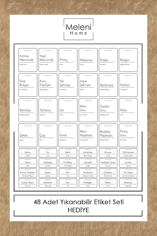 3'lü Etiketli Bambu Kapaklı Cam Baharatlık Seti - Baharat Saklama Kabı Vakum Kapaklı Kavanoz 535 Ml ŞEffaf