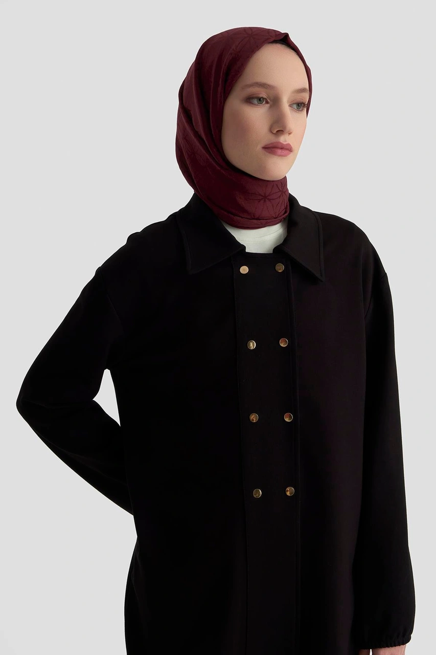 Armine Trend Etek Ucu Lastikli Çıtçıtlı Gömlek Yaka Tunik Siyah 25kt422 Siyah