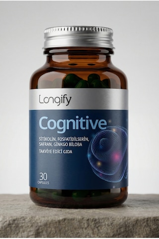 Longify Cognitive Sitikolin, Fosfatidilserin, Safran, Ginkgo Biloba, L-teanin, B2, B6 Ve B12 Takviye Edici Gıda 30 Kapsül
