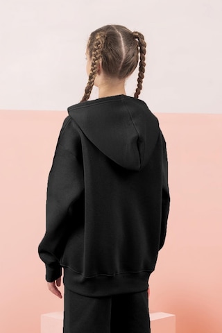 Kız Erkek Şardonsuz Kapüşonlu Fermuarlı Kolej Hırka Ceket 4012 Siyah