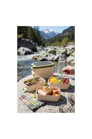 Turuncu Beslenme Kutusu 3 Bölmeli 1 Adet 3 Bölmeli Beslenme Kabı Yemek Saklama Kabı Taşınabilir Lunch Box Okul