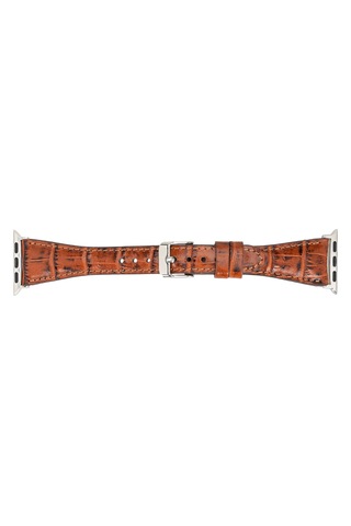 Bloomband Signature Croc Brown Leather Apple Uyumlu Watch Band - 44/45/46/49mm