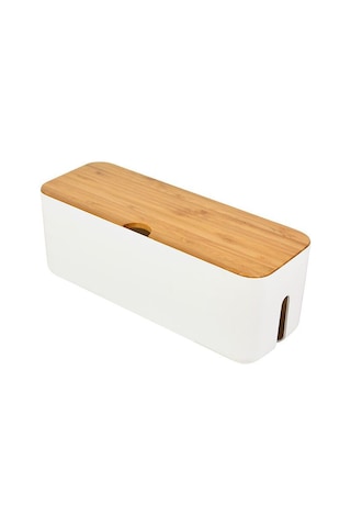 Youmex Beyaz Bambu Desenli Ateş Direncili Asb Malzeme Elektrik Kablosu Organizer Kutusu - Ev İçi Kabloları Topla Ve Koru Classıc