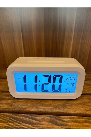 Dijital Masa Saati Alarm Tarih Saat Derece Gece Sensörlü Işıklı