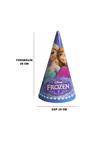 Elsa Frozen Temalı Karton Parti Şapkası 8 Adet Tüm Yaşlar