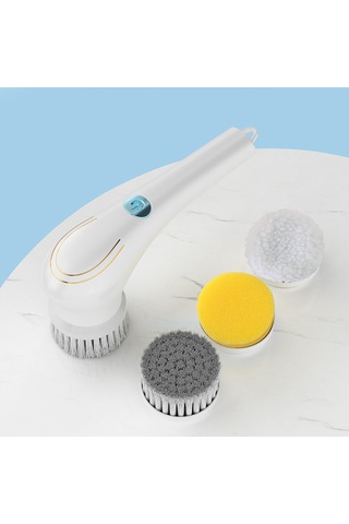 Küvet/mutfak/banyo/zemin/tezgah İçin 5 Değiştirilebilir Başlıklı Akülü Elektrikli Fırça, Elde Taşınabilir Elektrikli Temizleme Fırçası